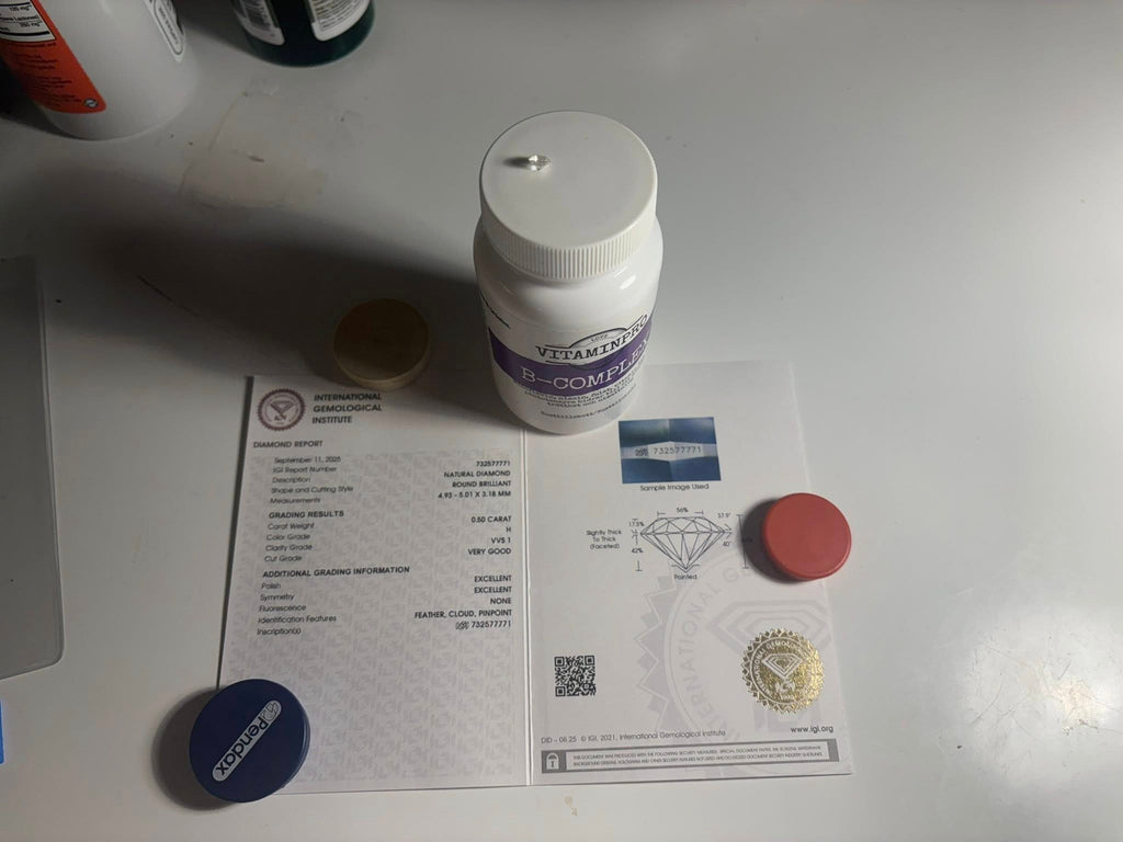 NATURAL DIAMOND – 0.50 CT ROUND BRILLIANT · H / VVS1 · IGI CERTIFIED · LASER-VERIFIED