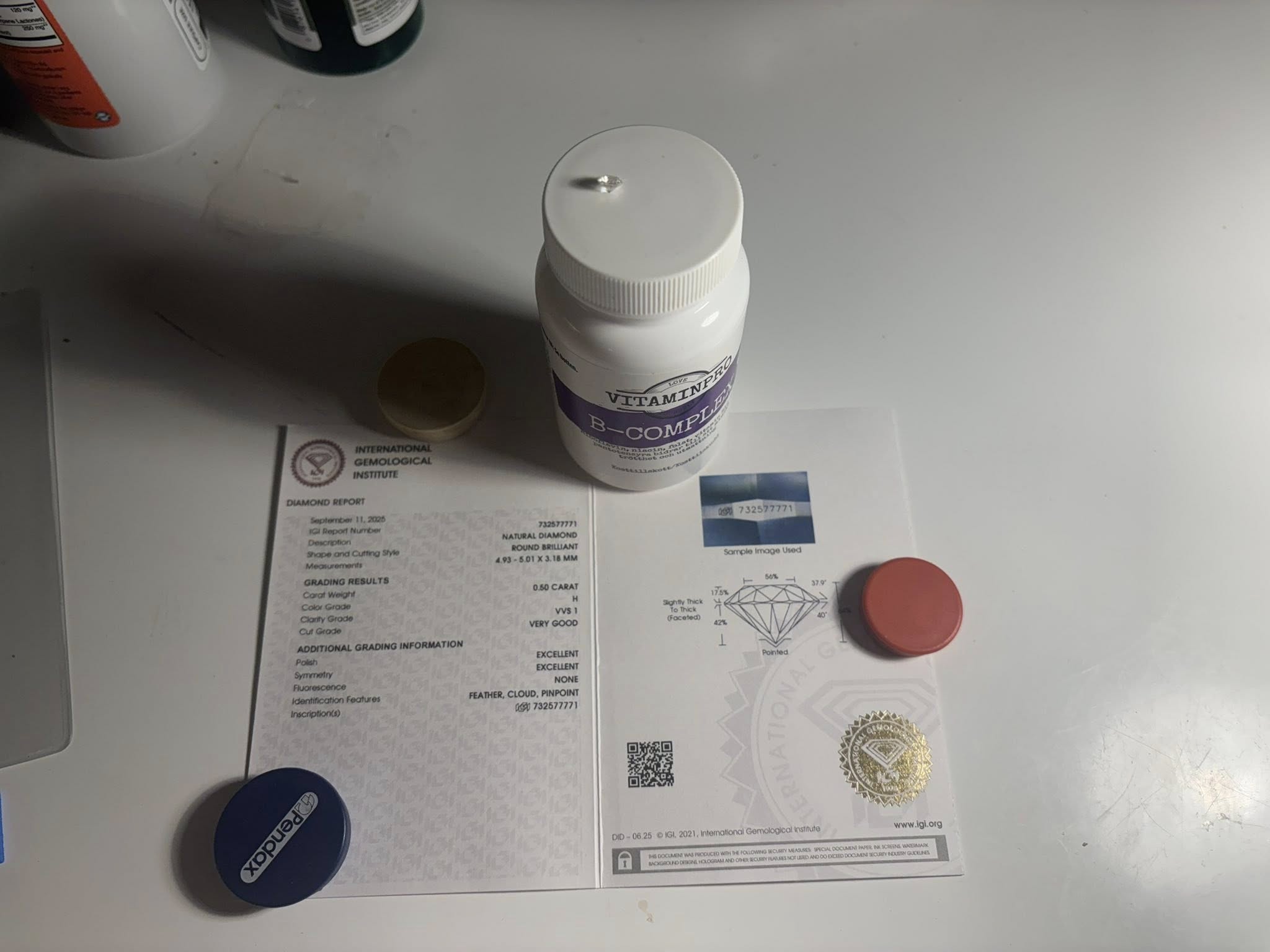 NATURAL DIAMOND – 0.50 CT ROUND BRILLIANT · H / VVS1 · IGI CERTIFIED · LASER-VERIFIED