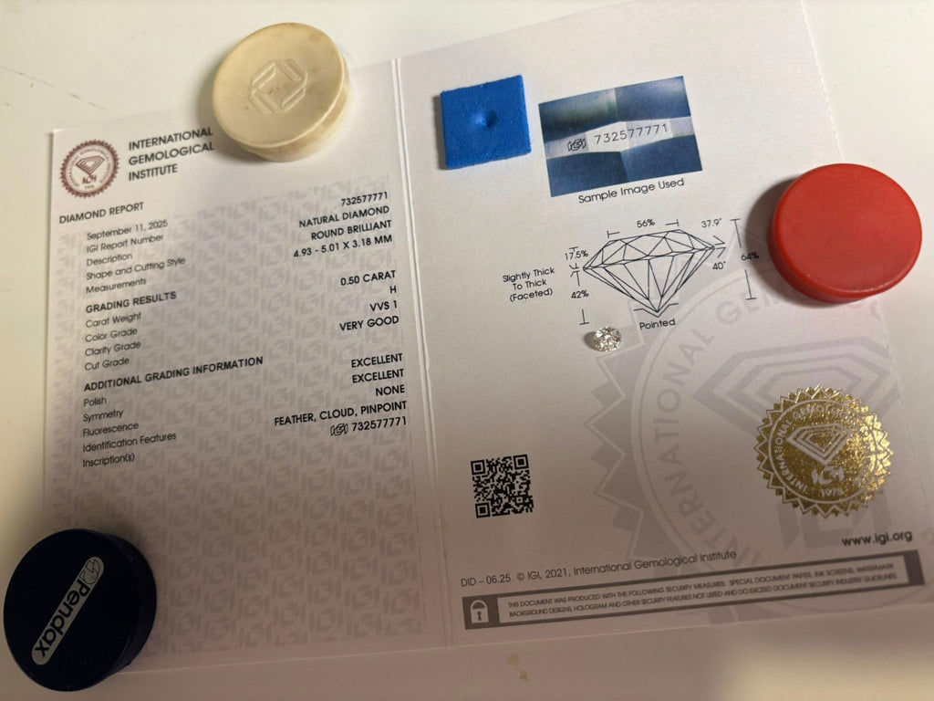 NATURAL DIAMOND – 0.50 CT ROUND BRILLIANT · H / VVS1 · IGI CERTIFIED · LASER-VERIFIED