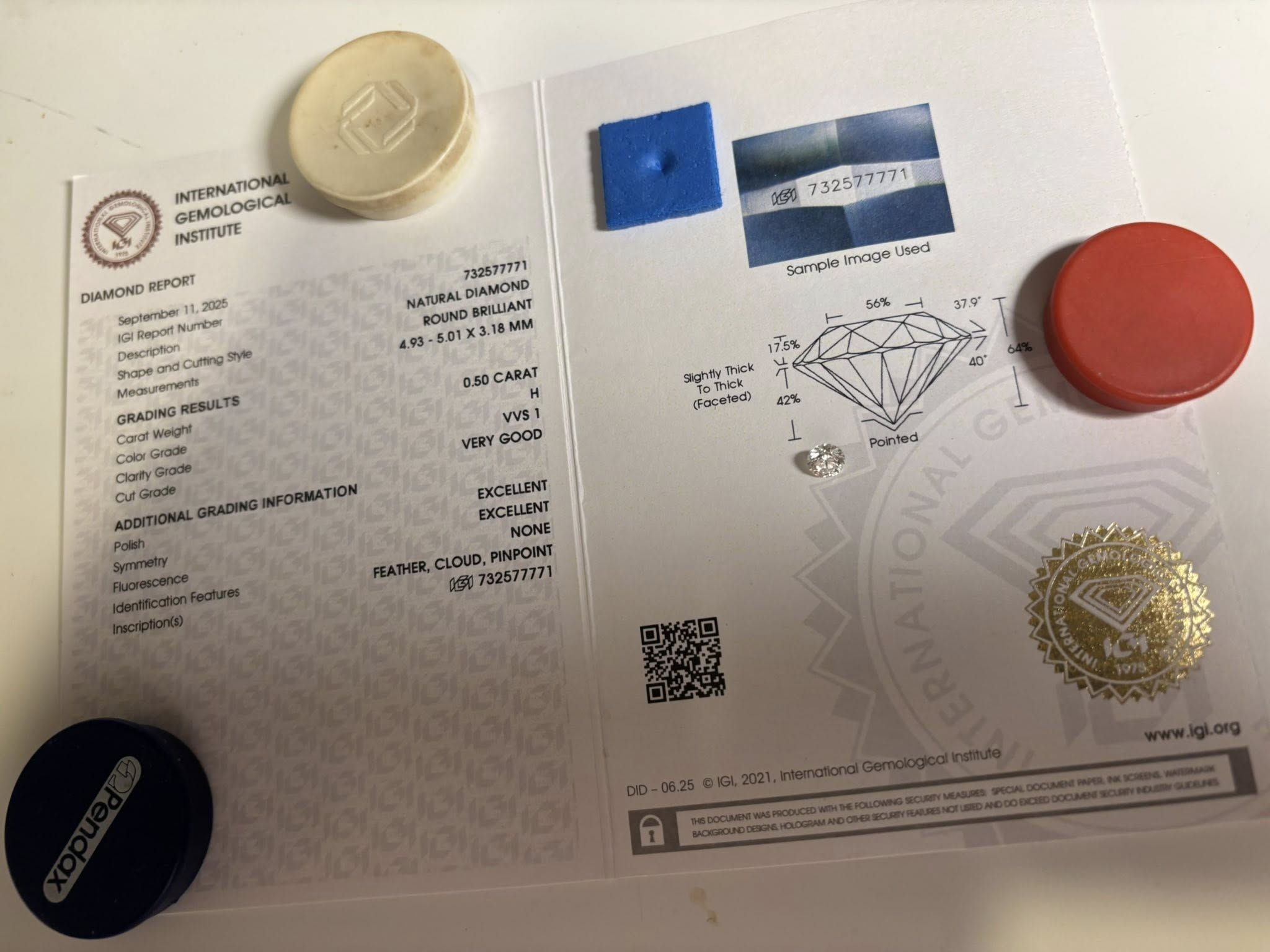 NATURAL DIAMOND – 0.50 CT ROUND BRILLIANT · H / VVS1 · IGI CERTIFIED · LASER-VERIFIED