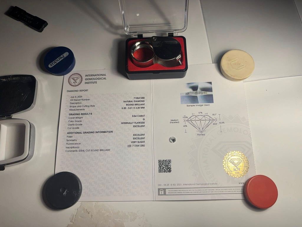 Natural Diamond 0.54 ct Round Brilliant – G / IF – 3EX – IGI Certified & Laser Inscribed