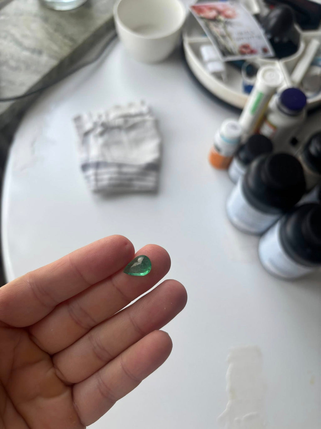 Natural Emerald 3.155 ct – Pear Cut – Bellerophon Certified