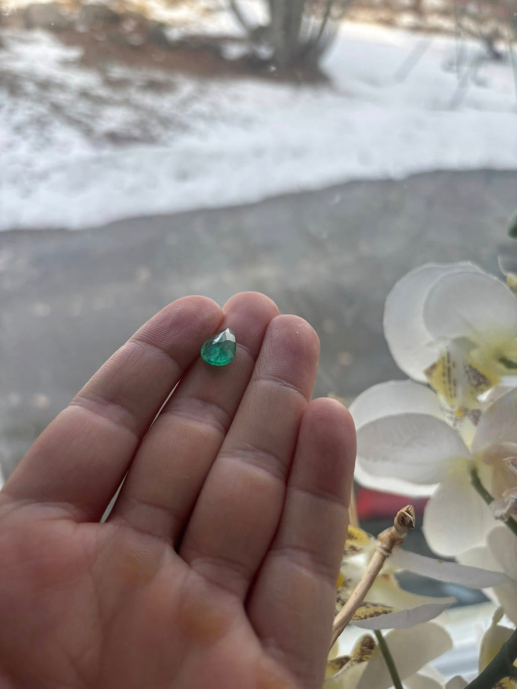 Natural Emerald 3.155 ct – Pear Cut – Bellerophon Certified