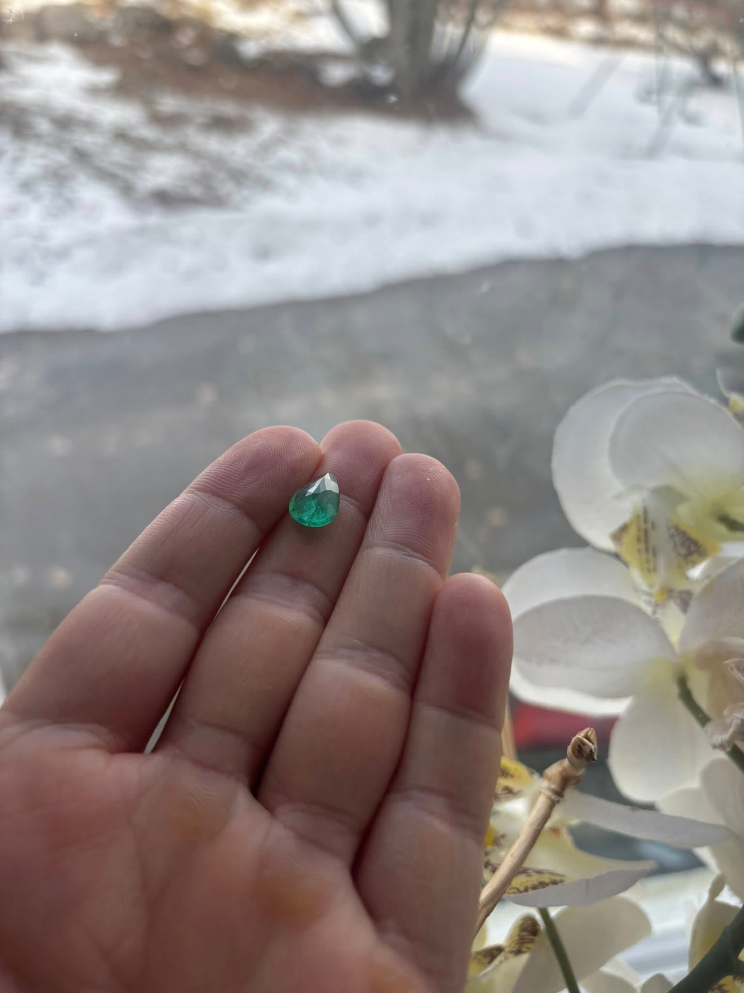 Natural Emerald 3.155 ct – Pear Cut – Bellerophon Certified