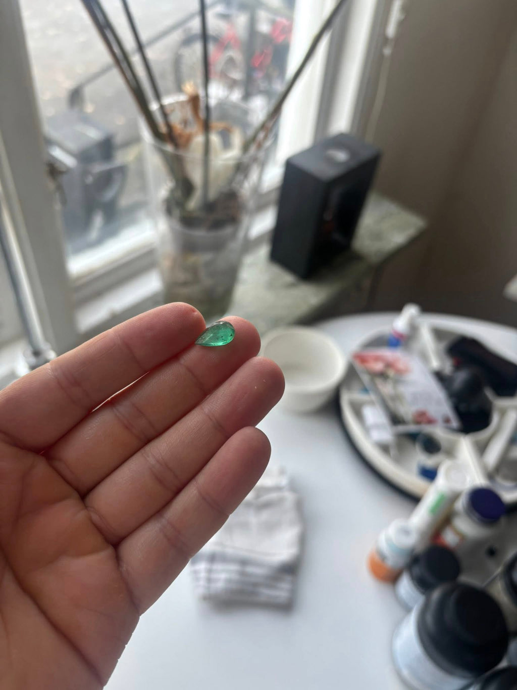 Natural Emerald 3.155 ct – Pear Cut – Bellerophon Certified