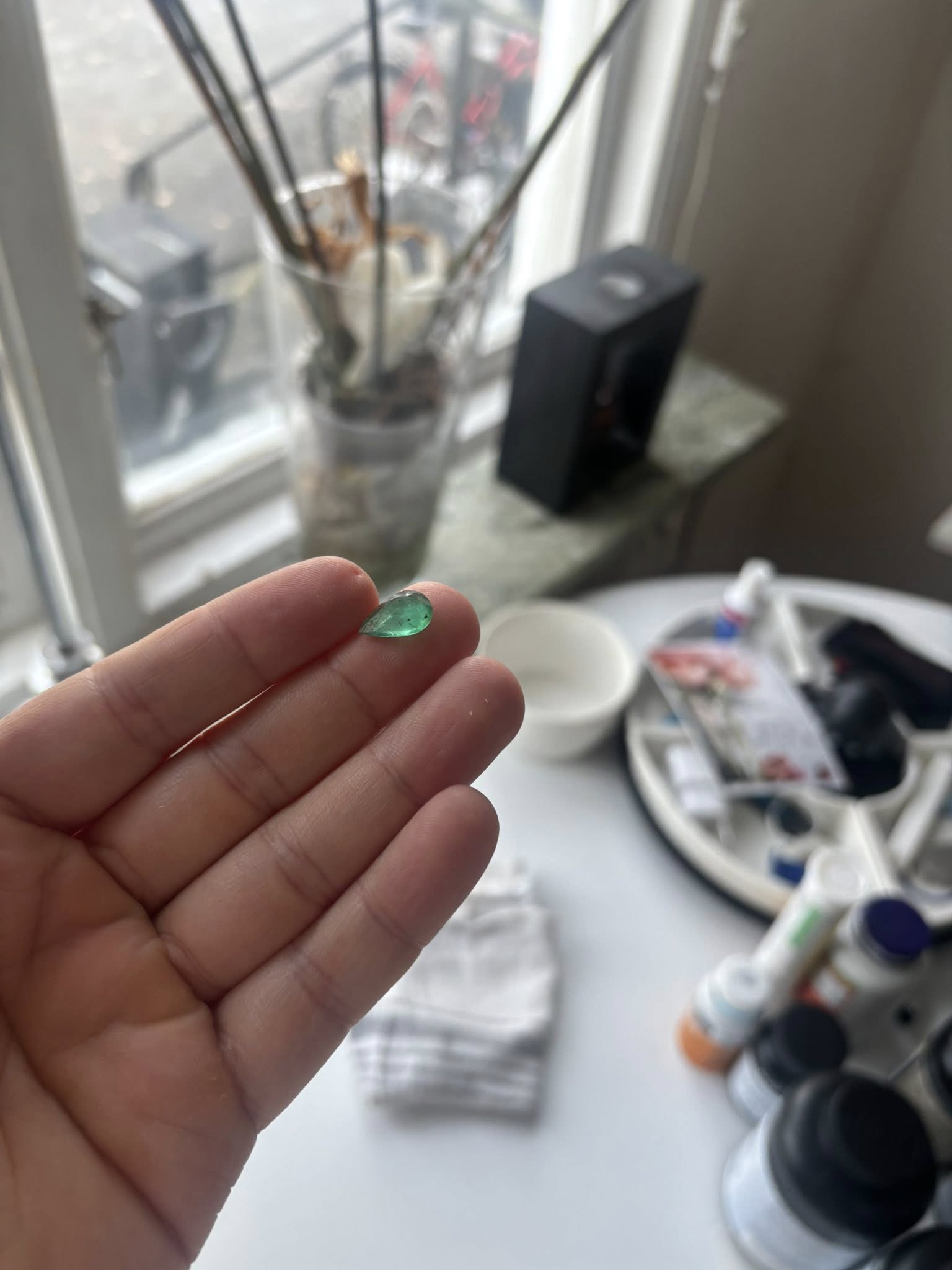 Natural Emerald 3.155 ct – Pear Cut – Bellerophon Certified